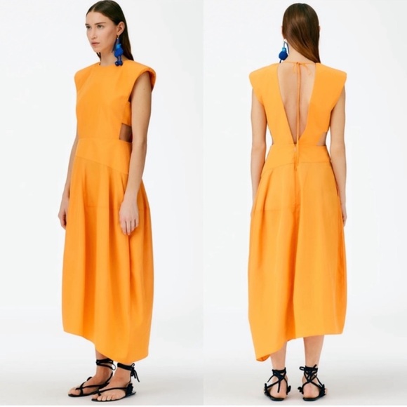 Tibi Italian Sporty Nylon Sleeveless Balloon Dress in Orange Size 8 - Picture 3 of 17